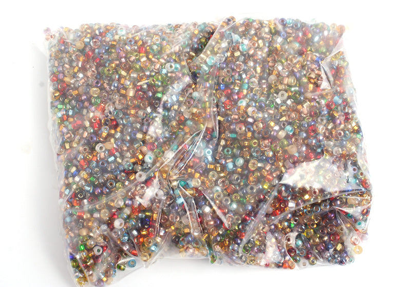 Czech Seed Bead / Pony Beads 6/0 Silver Lined Crystal/Grey Shades