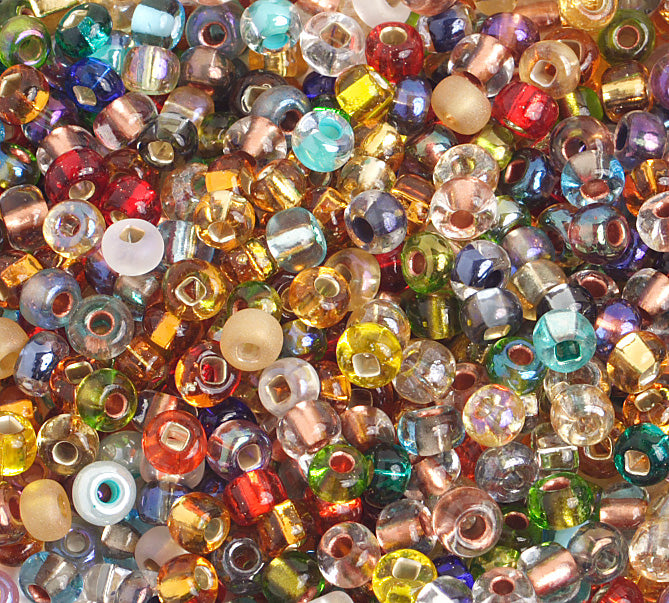 Czech Seed Bead / Pony Beads 6/0 Silver Lined Crystal/Grey Shades