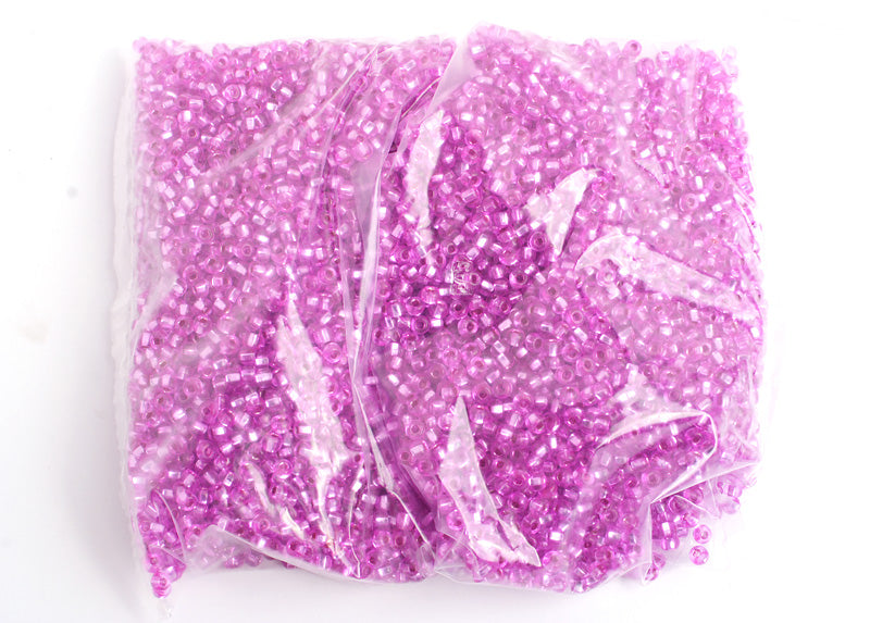 Czech Seed Bead / Pony Beads 6/0 Silver Lined Pink Shades