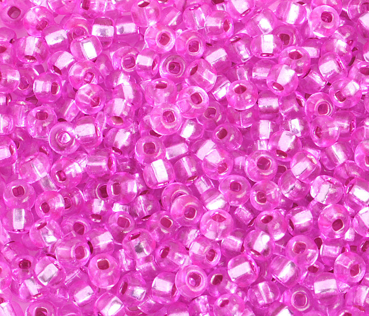Czech Seed Bead / Pony Beads 6/0 Silver Lined Pink Shades