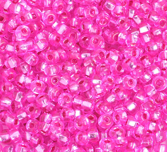 Czech Seed Bead / Pony Beads 6/0 Silver Lined Pink Shades