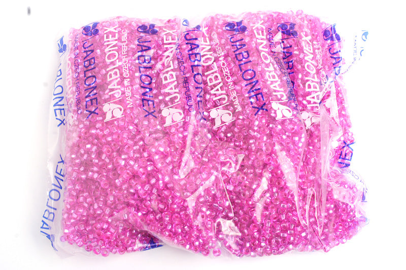 Czech Seed Bead / Pony Beads 6/0 Silver Lined Pink Shades