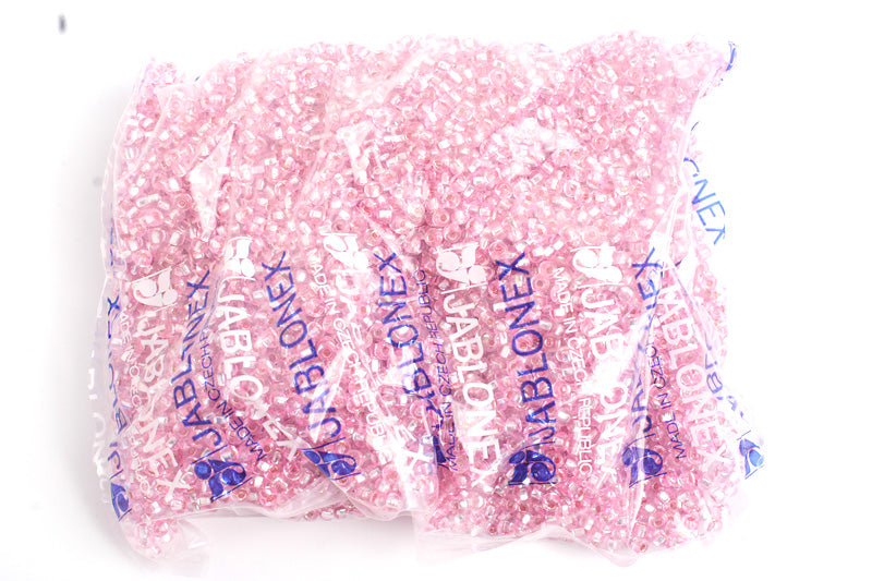 Czech Seed Bead / Pony Beads 6/0 Silver Lined Pink Shades