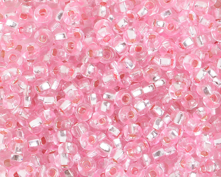 Czech Seed Bead / Pony Beads 6/0 Silver Lined Pink Shades