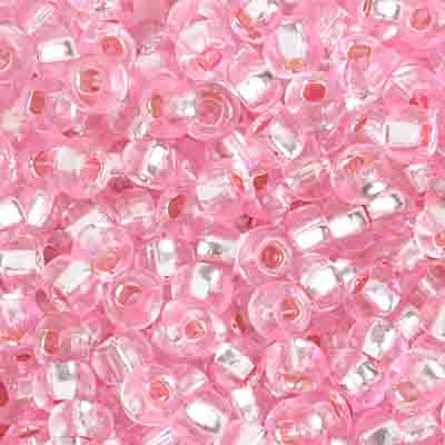 Czech Seed Bead / Pony Beads 6/0 Silver Lined Pink Shades