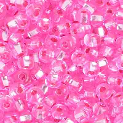 Czech Seed Bead / Pony Beads 6/0 Silver Lined Pink Shades