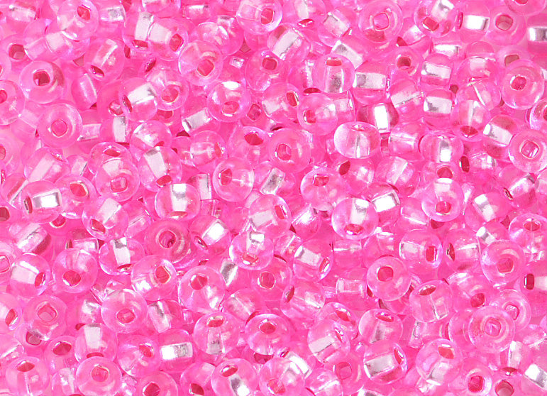 Czech Seed Bead / Pony Beads 6/0 Silver Lined Pink Shades