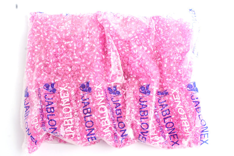 Czech Seed Bead / Pony Beads 6/0 Silver Lined Pink Shades