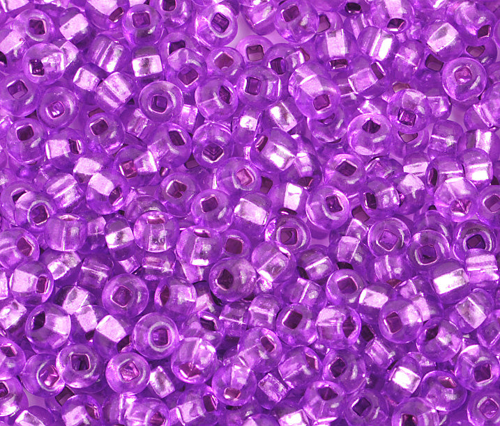 Czech Seed Bead / Pony Beads 6/0 Silver Lined Purple Shades