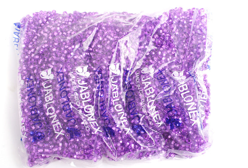 Czech Seed Bead / Pony Beads 6/0 Silver Lined Purple Shades
