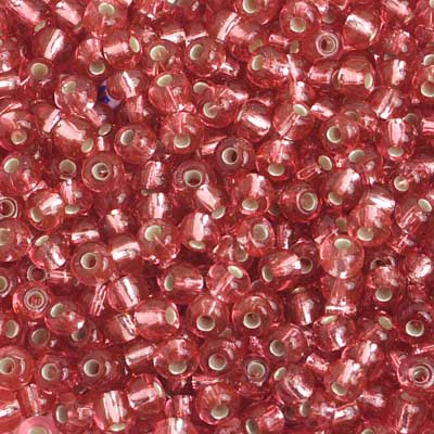 Czech Seed Bead / Pony Beads 6/0 Silver Lined Pink Shades