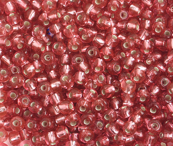 Czech Seed Bead / Pony Beads 6/0 Silver Lined Pink Shades