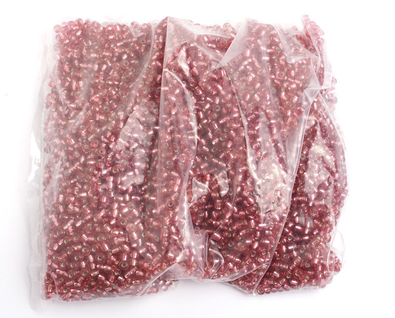 Czech Seed Bead / Pony Beads 6/0 Silver Lined Pink Shades