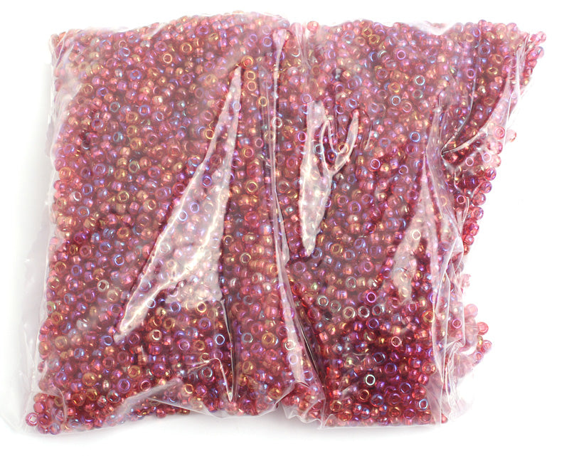 Czech Seed Bead / Pony Beads 6/0 Transparent Pink Shades