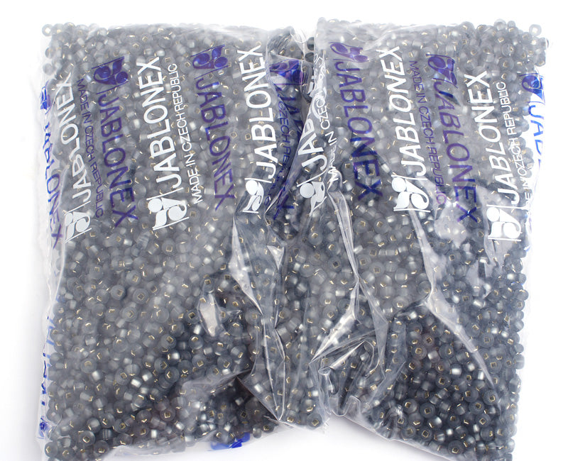 Czech Seed Bead / Pony Beads 6/0 Silver Lined Crystal/Grey Shades