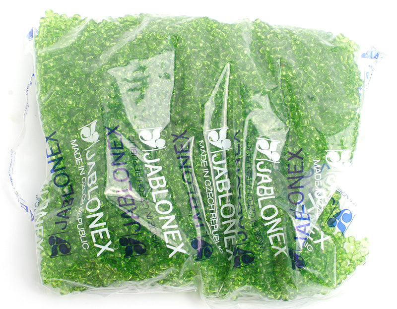 Czech Seed Bead / Pony Beads 6/0 Transparent Green Shades