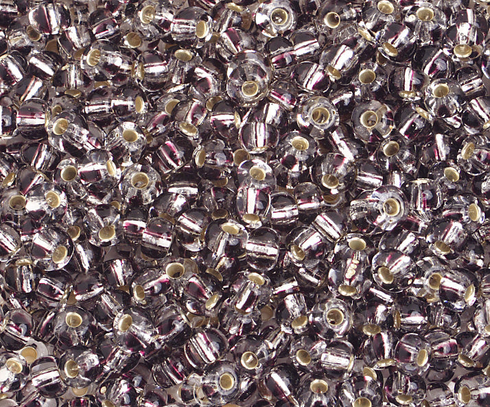 Czech Seed Bead / Pony Beads 6/0 Silver Lined Crystal/Grey Shades