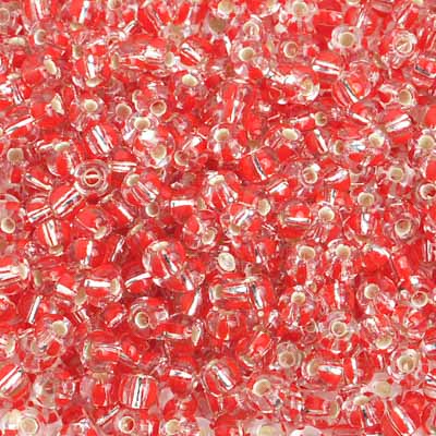 Czech Seed Bead / Pony Beads 6/0 Silver Lined Red Shades