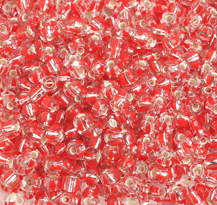 Czech Seed Bead / Pony Beads 6/0 Silver Lined Red Shades
