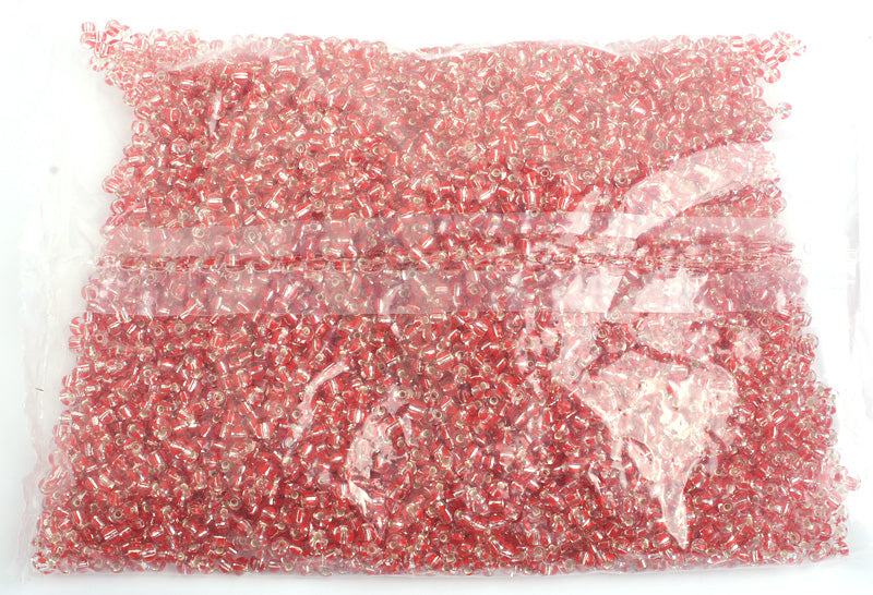 Czech Seed Bead / Pony Beads 6/0 Silver Lined Red Shades