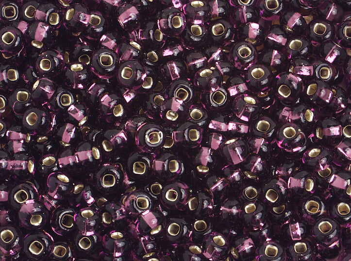 Czech Seed Bead / Pony Beads 6/0 Silver Lined Purple Shades