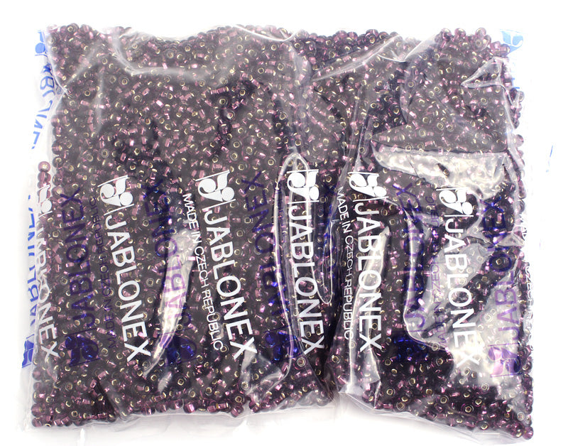 Czech Seed Bead / Pony Beads 6/0 Silver Lined Purple Shades