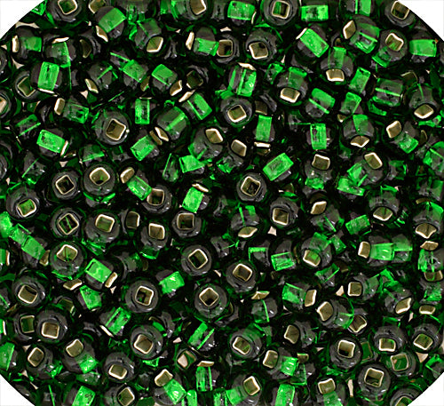 Czech Seed Bead / Pony Beads 6/0 Silver Lined Green Shades