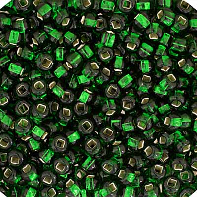 Czech Seed Bead / Pony Beads 6/0 Silver Lined Green Shades