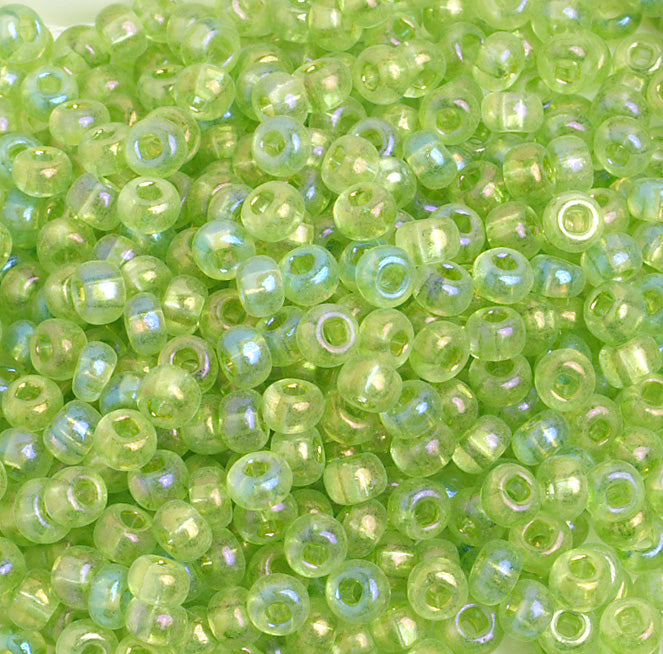 Czech Seed Bead / Pony Beads 6/0 Transparent Green Shades