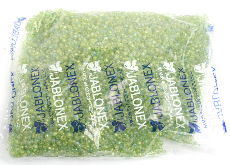 Czech Seed Bead / Pony Beads 6/0 Transparent Green Shades