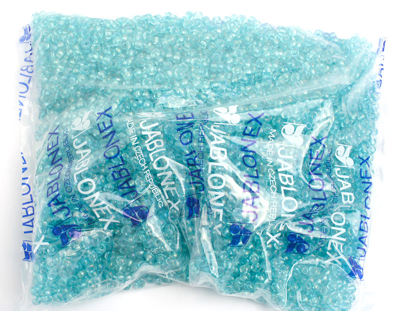 Czech Seed Bead / Pony Beads 6/0 Transparent Green Shades