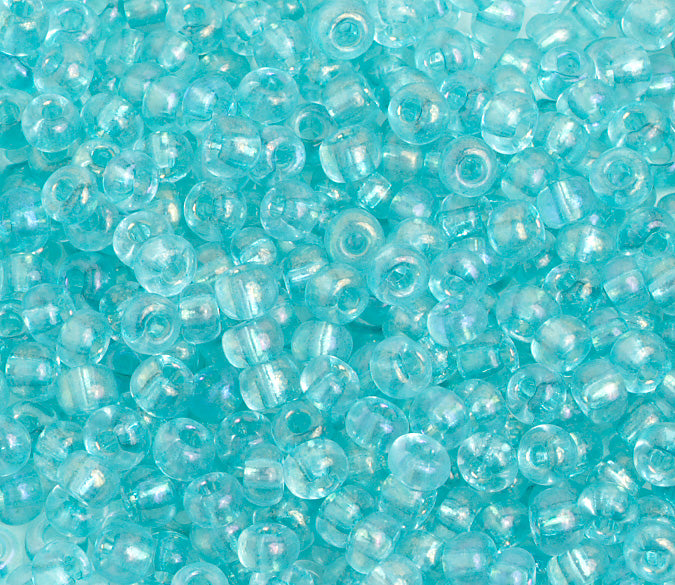 Czech Seed Bead / Pony Beads 6/0 Transparent Green Shades