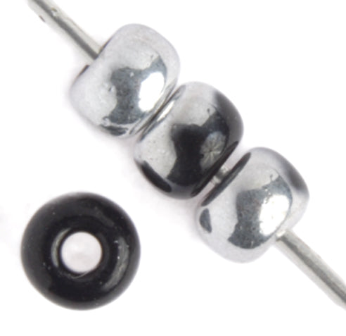 Czech Seed Bead / Pony Beads 6/0 Opaque Black/Multi Shades