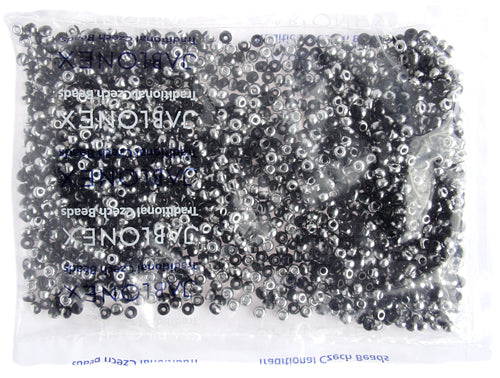 Czech Seed Bead / Pony Beads 6/0 Opaque Black/Multi Shades