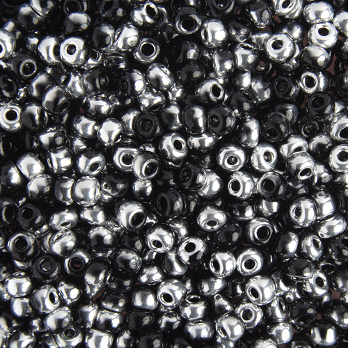 Czech Seed Bead / Pony Beads 6/0 Opaque Black/Multi Shades