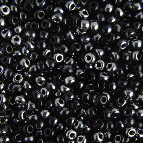 Czech Seed Bead / Pony Beads 6/0 Opaque Black/Multi Shades