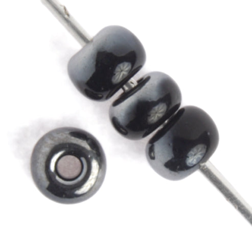 Czech Seed Bead / Pony Beads 6/0 Opaque Black/Multi Shades