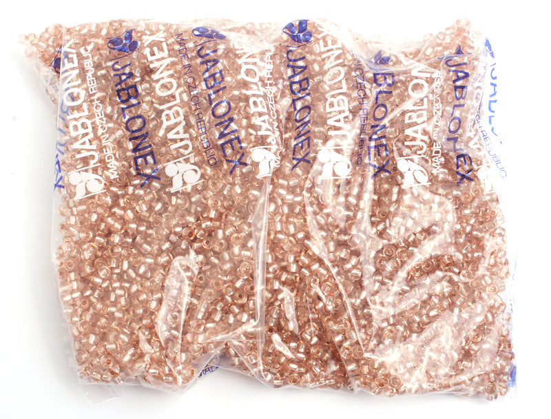 Czech Seed Bead / Pony Beads 6/0 Silver Lined Pink Shades