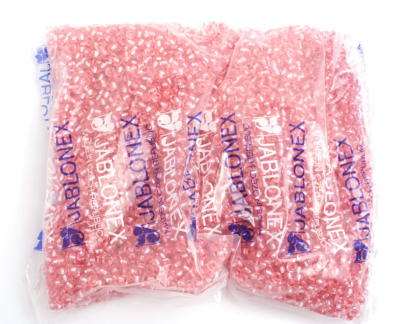 Czech Seed Bead / Pony Beads 6/0 Silver Lined Pink Shades