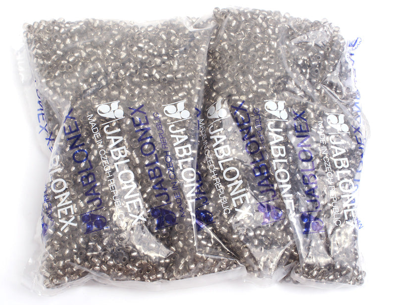 Czech Seed Bead / Pony Beads 6/0 Silver Lined Crystal/Grey Shades