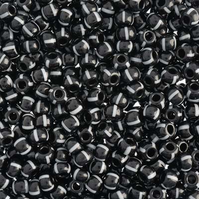 Czech Seed Bead / Pony Beads 6/0 Opaque Black/Multi Shades