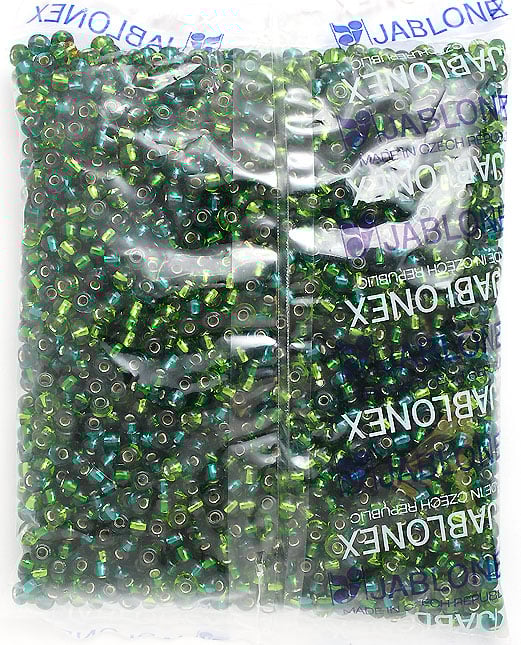 Czech Seed Beads 2/0 Color Lined Green Shades