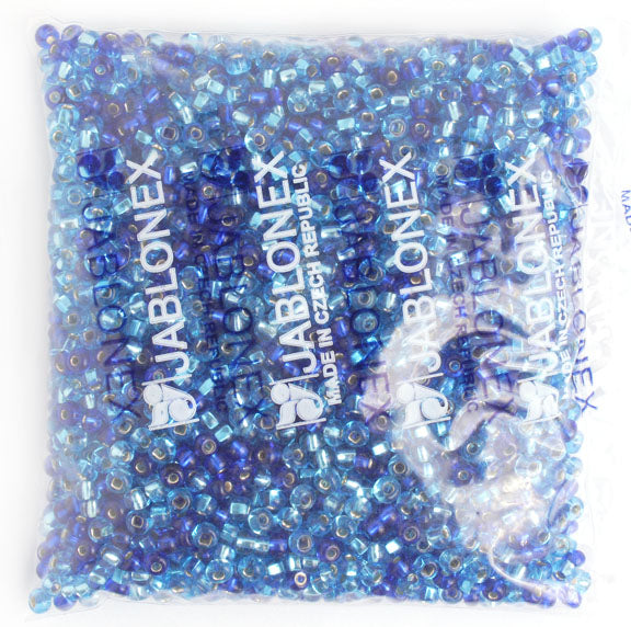 Czech Seed Beads 2/0 Color Lined Blue Shades