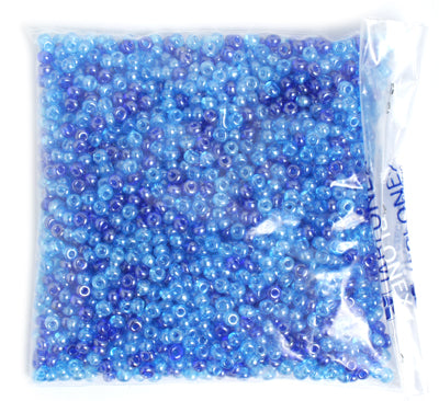 Czech Seed Beads 2/0 Transparent Blue Shades