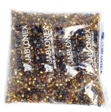 Czech Seed Beads 2/0 Color Lined Gold/Brown Shades