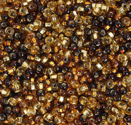 Czech Seed Beads 2/0 Color Lined Gold/Brown Shades