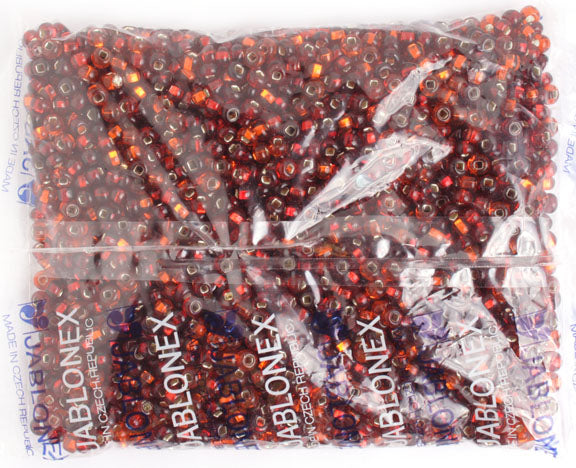 Czech Seed Beads 2/0 Color Lined Red/Pink Shades