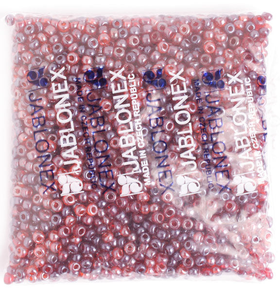 Czech Seed Beads 2/0 Color Lined Red/Pink Shades