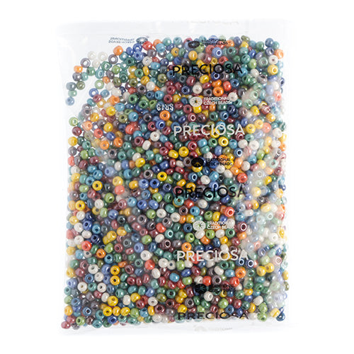 Czech Seed Beads 2/0 Opaque Black/Multi Shades