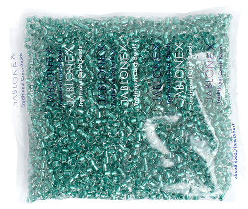Czech Seed Beads 2/0 Color Lined Green Shades